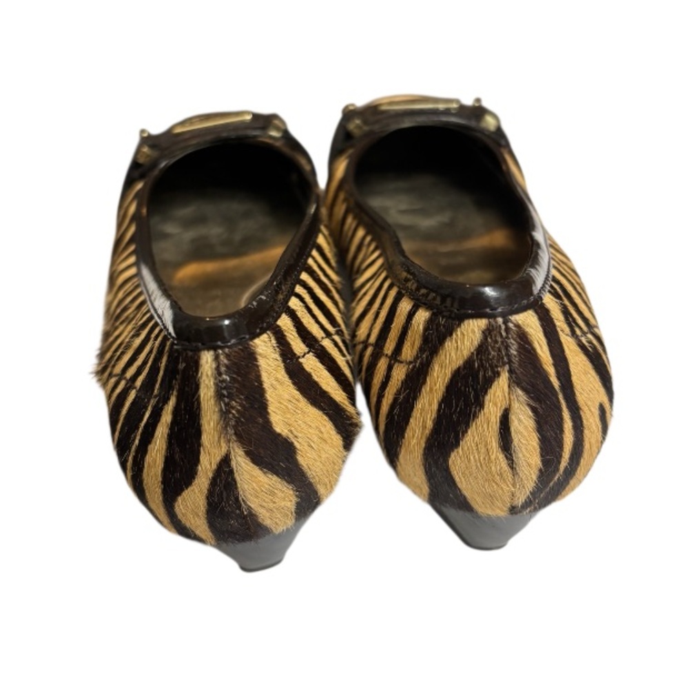 ANTONIO MELANI Brown & Tan Zebra-Print Horse Hair Ballet Flat w/Buckle Size 6 - Picture 4 of 11